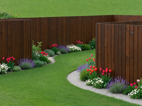 Finished residential garden featuring neat, uniform panel fencing