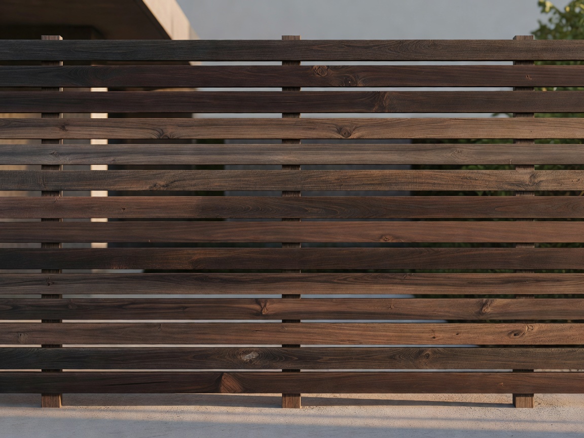 Modern horizontal wooden slat fencing