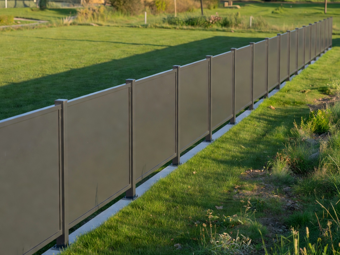Modern modular panel fencing installed along a property boundary